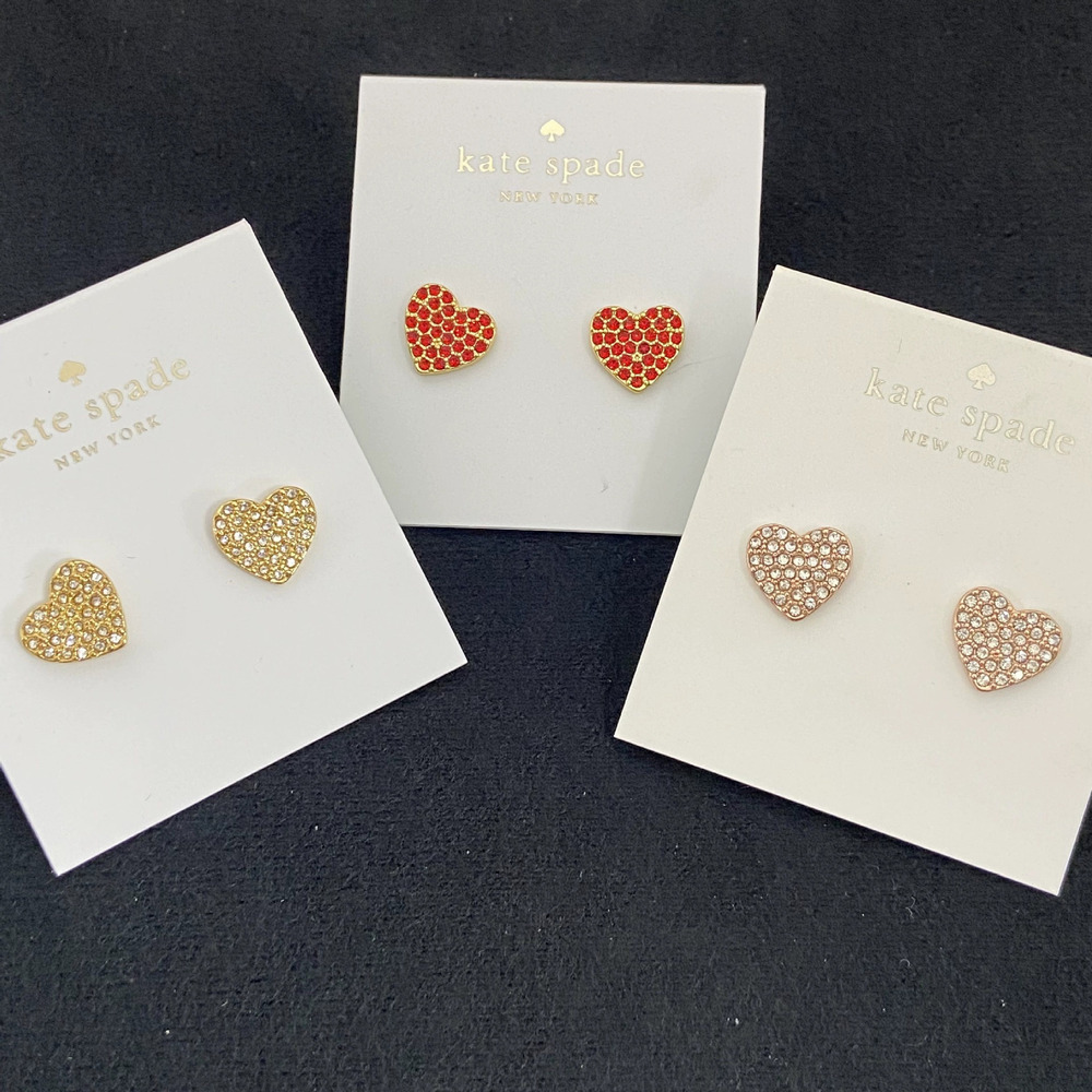 Kate SPADE Crystal Heart Shape Stud Earrings